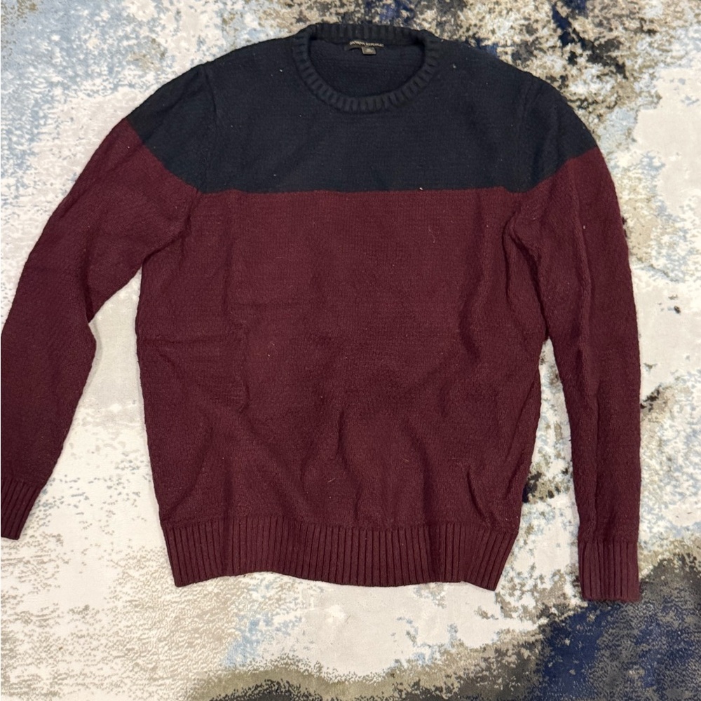 Banana Republic Men's Two-Tone Crewneck Sweater - Burgundy and Black